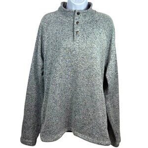 Sonoma Goods For Life Mens X-Large Gray Pullover Fleece Sweater 3-Button Collar